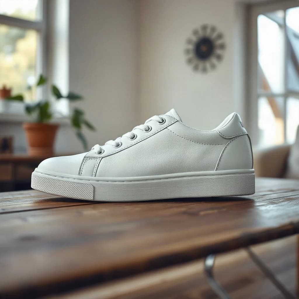 Phone photo of a sneaker, turned into a lifestyle scene (Before)