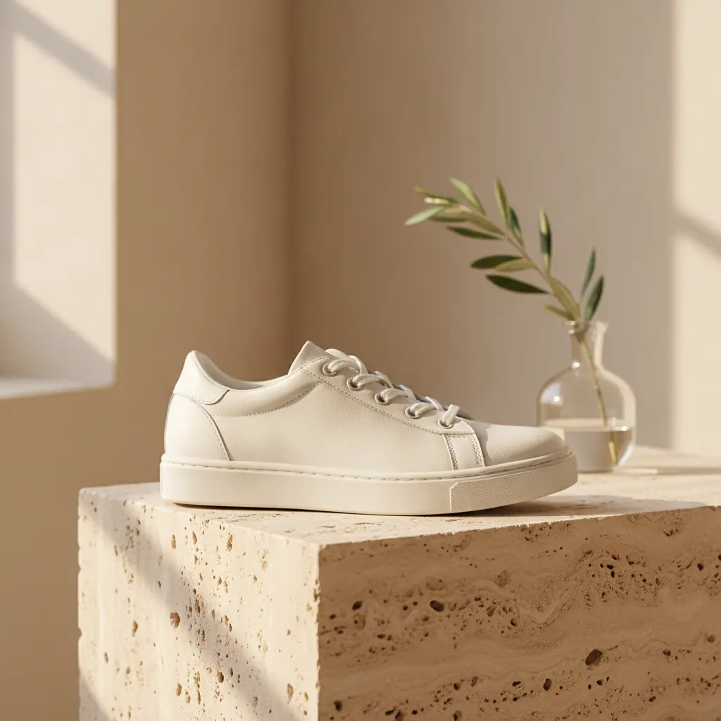 Mobilfoto af en sneaker forvandlet til en lifestyle-scene (Efter)