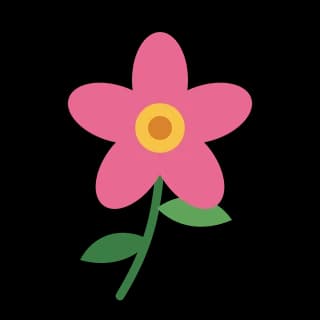 Roosa viie kroonlehega lill kollase südame, rohelise varre ja kahe lehega